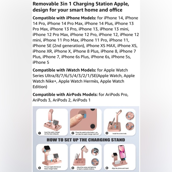 OLEBR 3-1charging station hold electronic 🍎 devices. cellphone, watch & earbuds - Picture 11 of 11